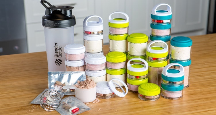 Protein Shaker Bottle, Protein, and Supplement Containers